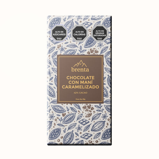 Barras de chocolate - BRENTA Chocolate con Mani Caramelizado 42% Cacao 95grs