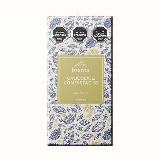 Barras de chocolate - BRENTA Chocolate con Pistacho 42% Cacao 80grs